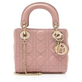 Lady Dior Mini Tote aus Cannage Lammleder Pink