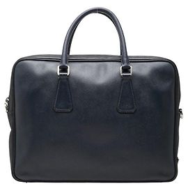 Bolsa Prada em couro Saffiano com placa de logotipo Triangle Azul