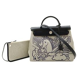 Hermès Bolsa Hermes Aile Zip PM Pegasus Pop 2WAY Preto