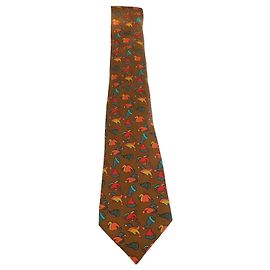 Gravata Hermès em seda multicolorida padrão bobo da corte Multicor