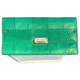 Jimmy Choo Green Python Leather Wallet Green