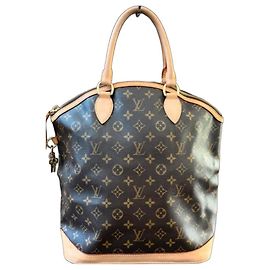 Louis Vuitton Lockit MM Monogram Canvas Handbag Brown