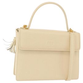 Bolsa de Ombro Valentino em Couro 2way Ivory Gold Tone Auth 207681A Outro Cru