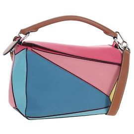 Sac à main LOEWE Puzzle Bag Small en cuir 2 voies multicolore argent authentique 206398SAM Argenté Multicolore
