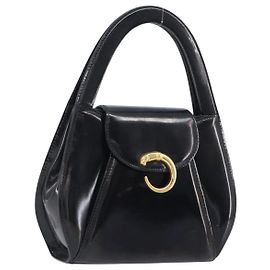 Borsa Cartier PANTHERE Pelle verniciata Nero Oro Auth bs37451 Nero D'oro