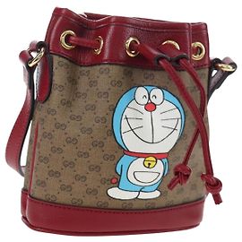 Bolsa GUCCI Micro GG Supreme Colaboração Doraemon PVC 647801 Auth ar14325SAM Bege Dourado