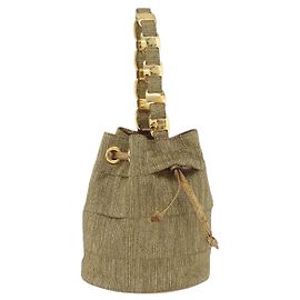 Sac à main Salvatore Ferragamo en toile dorée authentique 206442A Doré