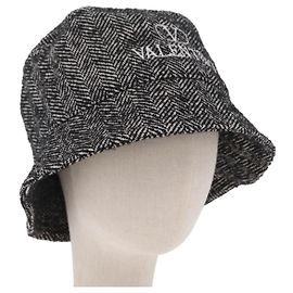 Valentino Bucket Hat Wool Black White Auth BA16214V Black White