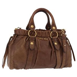 Miu Miu Handtasche Leder 2way Braun Gold Authentisch 167743M Braun Golden