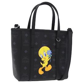 Sac MCM Vicetos Logogram PVC Leather 2way LOONEY TUNES Black Silver Auth 202523M Noir Argenté
