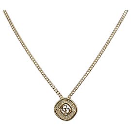 Collier Christian Dior métal Gold Auth 205462 Doré