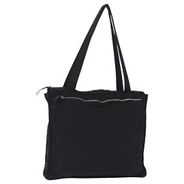 Miu Miu Schultertasche Nylon Black Silver Auth ka6516 Schwarz Silber