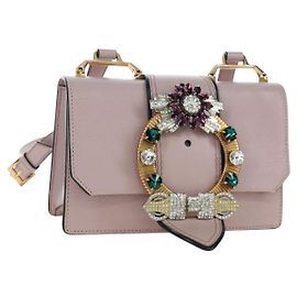 Bolsa de Ombro Miu Miu Couro Rosa Dourado Auth 206391M Rosa Dourado