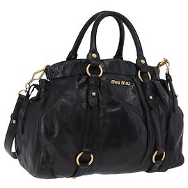 Borsa a mano Miu Miu in pelle 2way Nero Oro Auth 167716SAM Nero D'oro