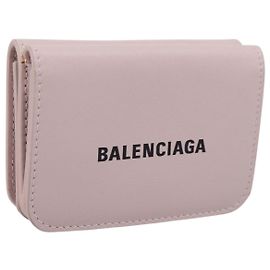 Balenciaga Trifold Wallet Leather Pink Silver 593813 Auth 205265V Silvery Pink