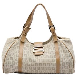 Borsa a tracolla Fendi Zucchino Canvas Beige Beige