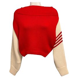 Autre Marque Pullover corto in maglia di lana Monse Rosso / Avorio a righe Rosso