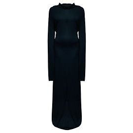 Salvatore Ferragamo Ferragamo Maxikleid aus Jersey in Schwarz mit langen Ärmeln und cowl neck Schwarz