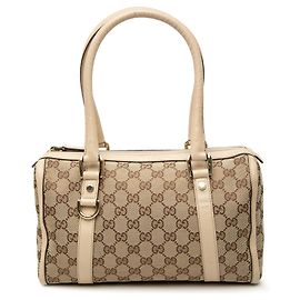 Bolsa Boston Gucci GG Canvas Abbey D Ring Bege Bege