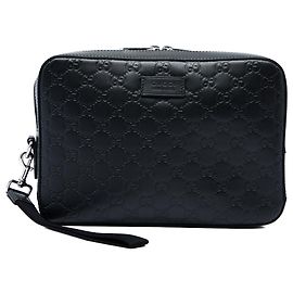 Black Gucci Guccissima Wristlet Clutch Black