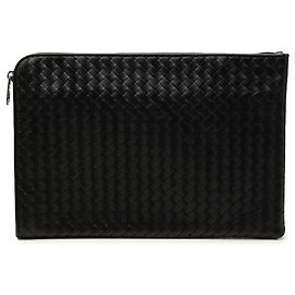 Borsa a Clutch Document Case Medium in Nappa Intrecciato Nera Bottega Veneta Nero