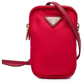 Borsa a tracolla Prada Tessuto rossa con doppia zip per telefono Rosso