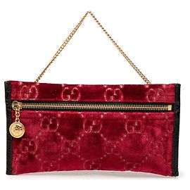 Red Gucci GG Velvet Rajah Pouch Red