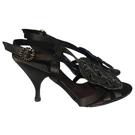 Sandales Chanel satin T.37,5 Noir