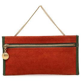 Red Gucci Suede Rajah Pouch Red