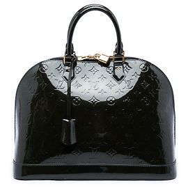 Blue Louis Vuitton Monogram Vernis Alma GM Handbag Blue