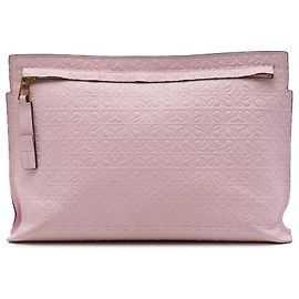 Clutch T in pelle goffrata Anagram Repeat LOEWE rosa Rosa