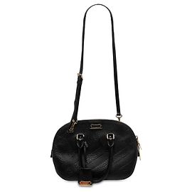 Bolso Bowling Satchel Orchard Burberry Small de piel granulada negra con relieve Check Negro