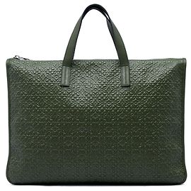 Sacoche business Toledo en cuir embossé Anagram LOEWE Vert Vert