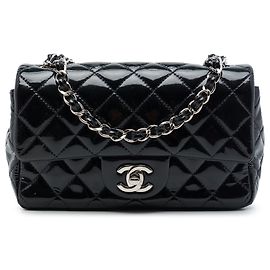 Bolso bandolera Chanel Mini Rectangular Classic Patent Single Flap Negro Negro