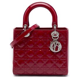 Bolso Lady Dior Medium de piel charol Cannage rojo Dior Roja