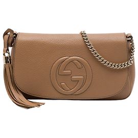 Borsa a tracolla Soho Chain Gucci Medium in pelle di vitello marrone Marrone