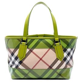 mala Burberry Supernova Check em lona revestida bege e PVC Bege