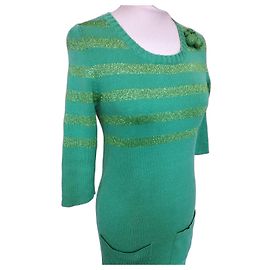 Sonia Rykiel Mini Vestido de Malha Verde Maçã Verde