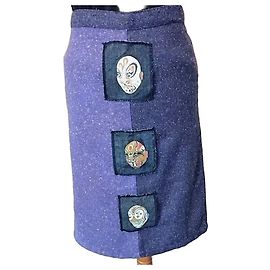 Autre Marque Be You K Saia de Lã com Detalhes de Máscaras - Roxo XS Roxo Azul escuro