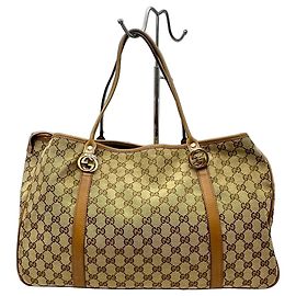 Gucci GG Monogram Canvas Tote Bag Brown Beige