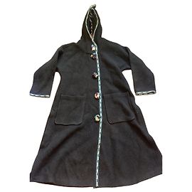 Isabel Marant Black Hooded Coat with Decorative Trim Black