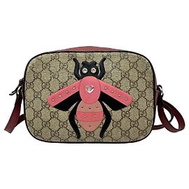 Gucci Bolso Camera GG Supreme Bee Castaño Rosa Beige