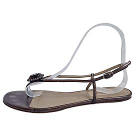 Valentino Garavani Sandalias de dedo en cuero bronce con joyas Bronce