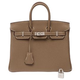 Hermès Bolso HERMES Birkin 25 en Cuero Étoupe - 104002 Gris pardo