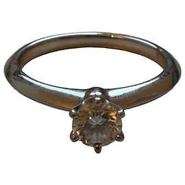 Tiffany & Co. Bague Solitaire Diamant en Platine 0.38ct Argenté
