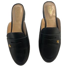 Autre Marque Mules Lauren Ralph Lauren en cuir noir avec logo Noir