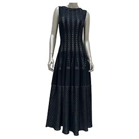 Alaïa Midi-Kleid aus schwarzem Ajour-Strick Sz.42 gebraucht Andere