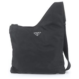 Bolso de hombro Prada de nylon Tessuto con logotipo triangular Negro