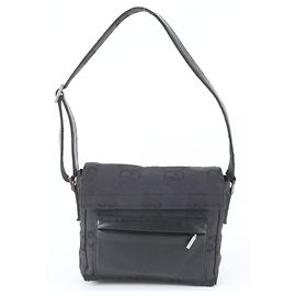 Borsa a tracolla Gucci in tela GG e pelle Nero