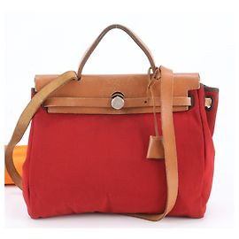 Hermès Hermes Herbag PM Borsa Tote/Spalla 2-Way Marrone Rosso